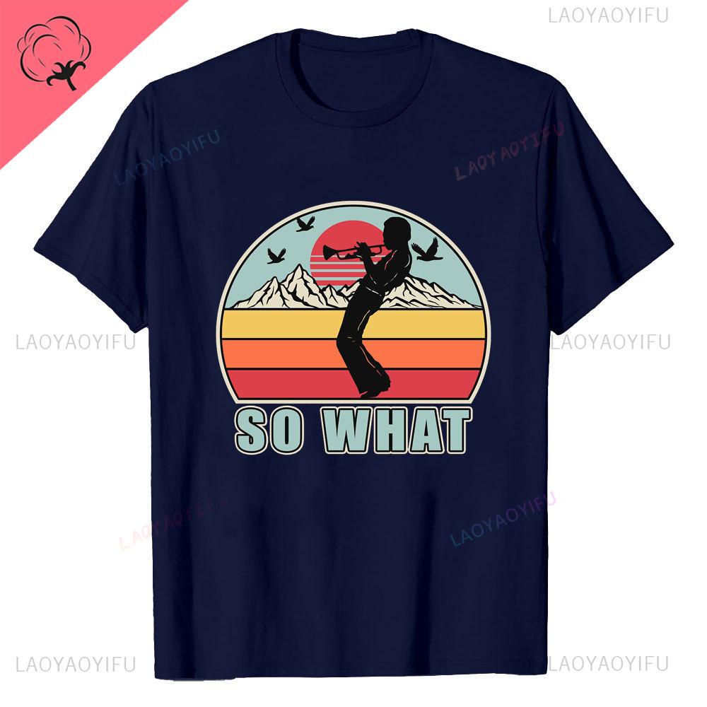 Retro Miles Davis Trumpet T Shirts Casual Tee Shirt Blue Music Gift Short Sleeve Oneck Novelty Funny Printed Classical TShirt