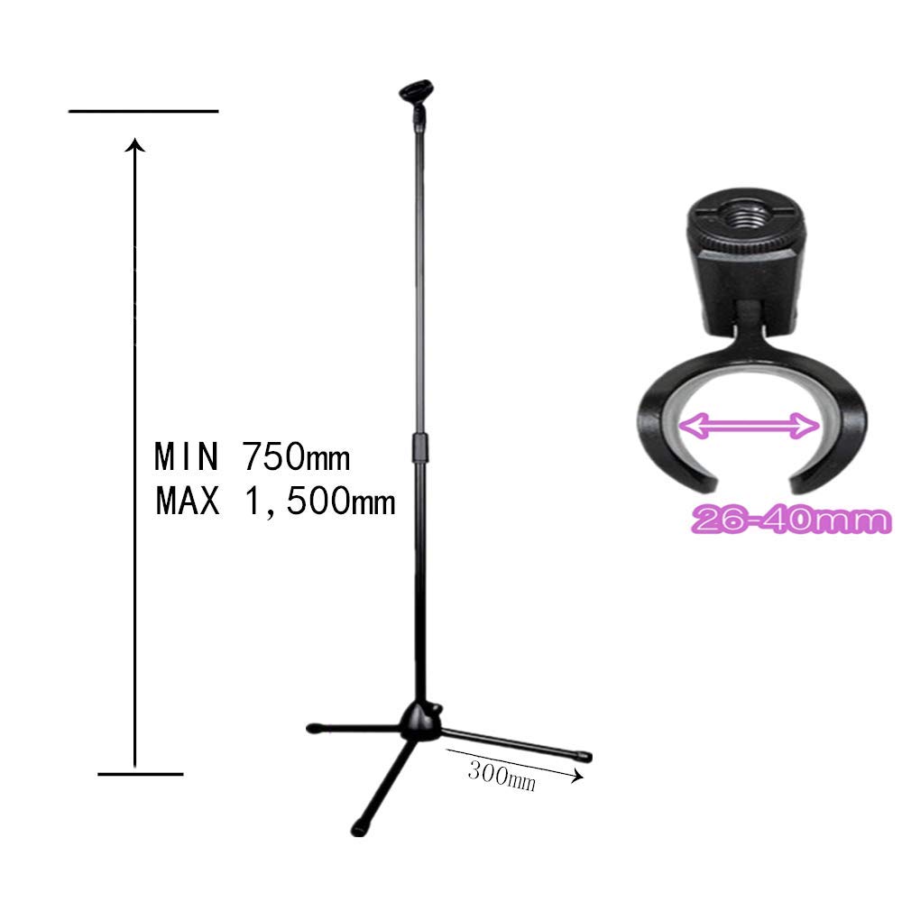 Suport pentru microfon COCOSUN drept cu 1 suport pentru microfon Suport microfon condensator Suport vertical trepied Excelent pentru seminarii live moderne din metal negru,