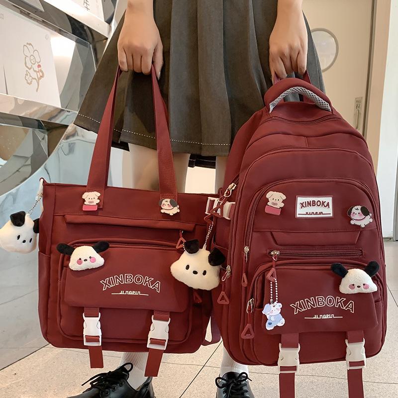 Schoolbags for College Girls Simple and Cute Large Capacity High School Junior High School Students Two Piece Backpack Bag