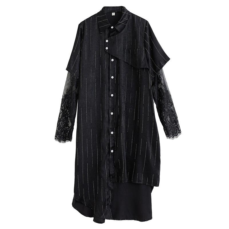 Long Sleeve Black Vintage Stripe New In Dresses for Women Casual Loose Summer Shirt Dress