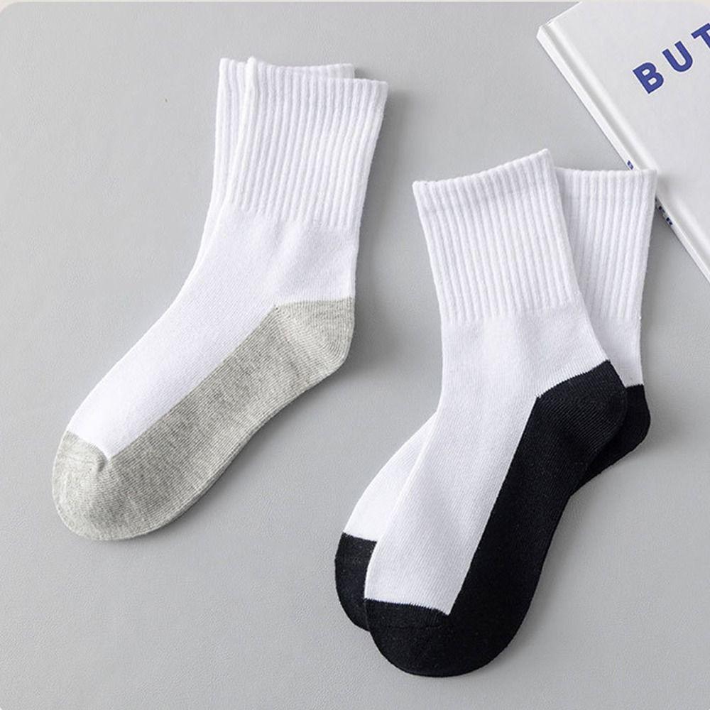 1 Pair Solid Color Sport Socks Grey Black Sole Baby Hosiery Comfortable Children White Socks Women