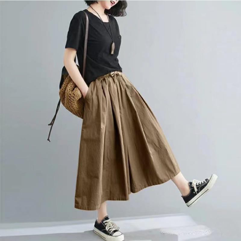 Fusta lejeră, lejeră și subțire, în stil străin, cu talie înaltă, pantaloni tăiați, drepte