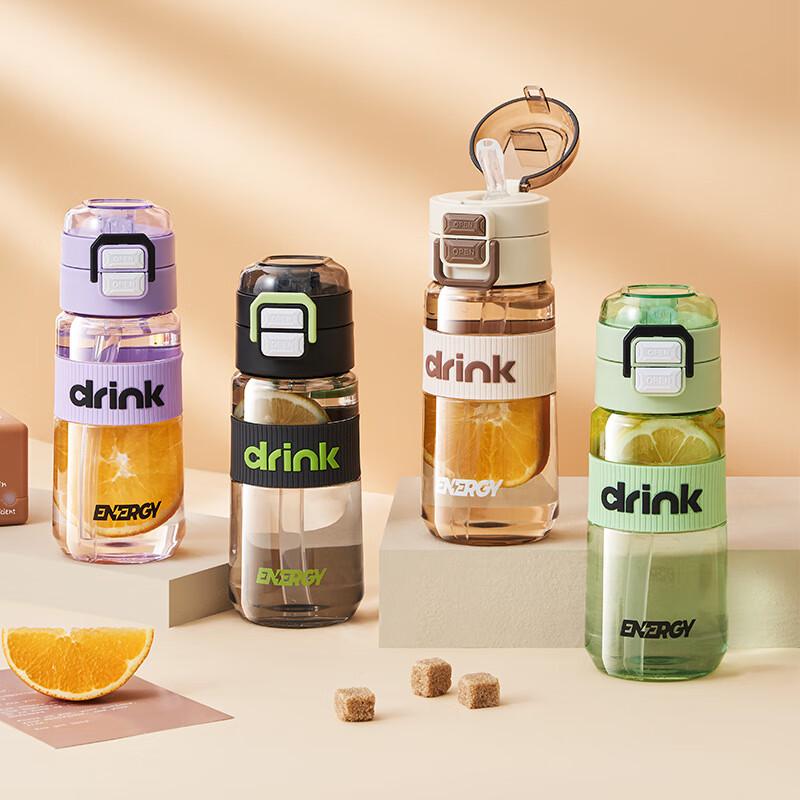 Fuxing Portable Dual-Drink Sports Water Bottle with Straw 540ml