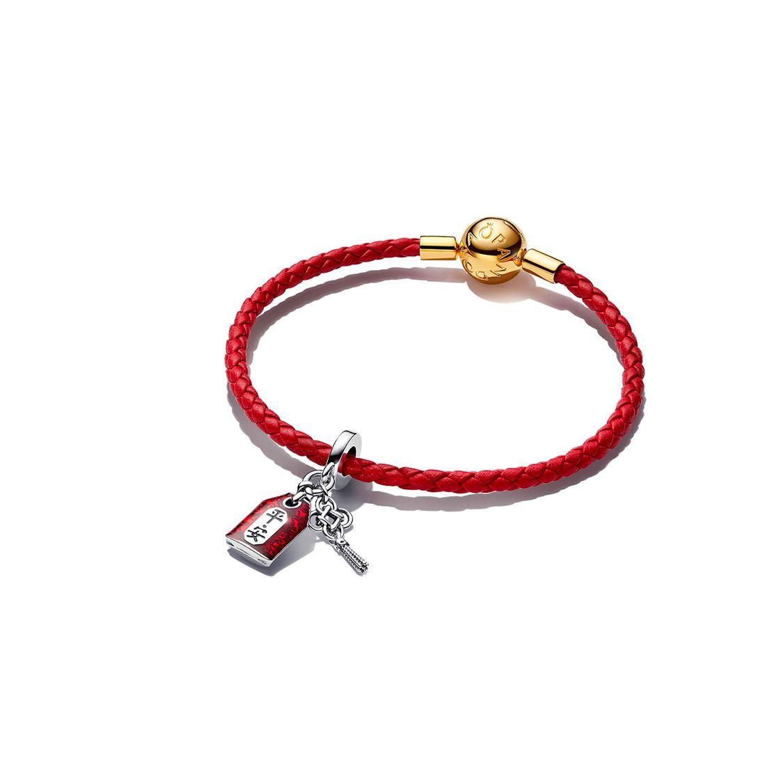 Pandora Lucky Fortune Bag Charm 925 Silver Leather Bracelet Women bracelet Red ZT2494 Box,17.5