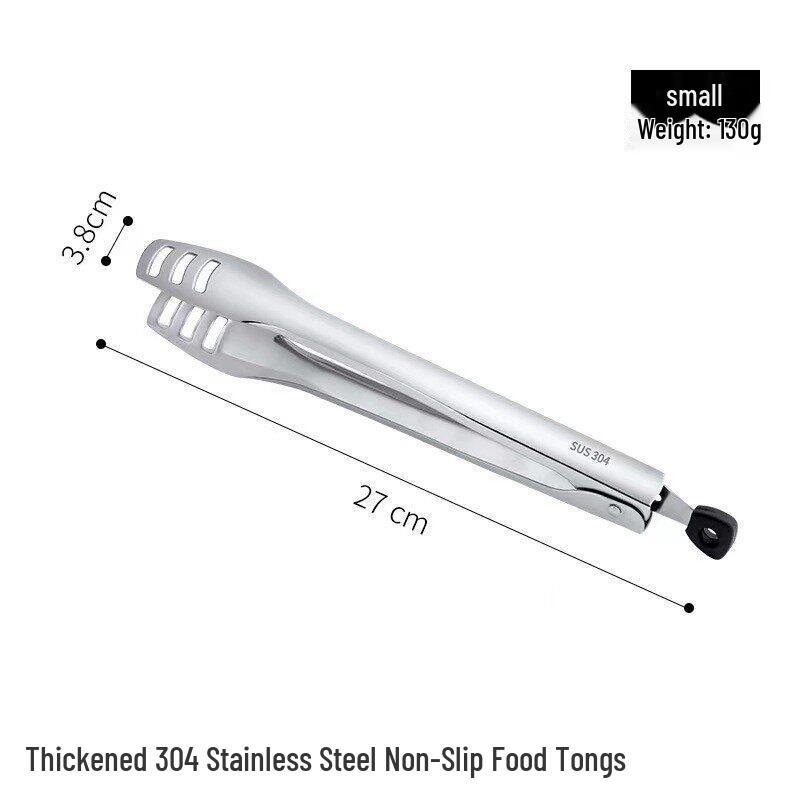 304 Stainless Steel Heat-Resistant Kitchen Tongs for Grilling, Frying, and Baking