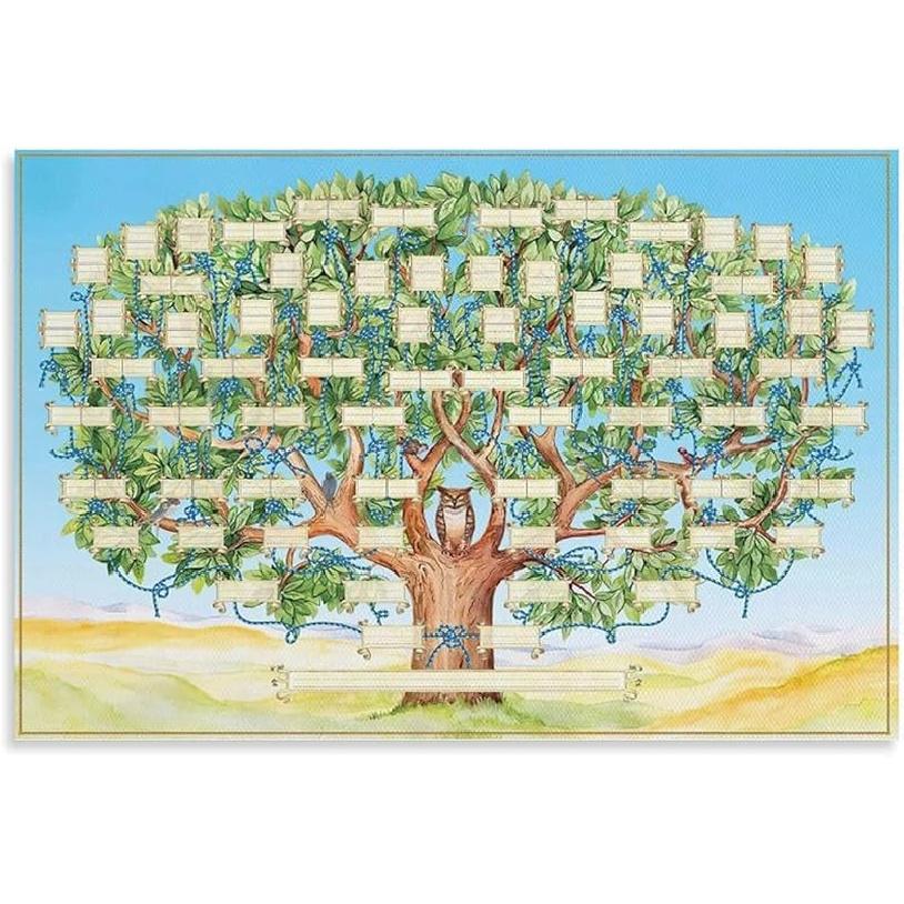 Family Tree Chart to Fill in - 6 Generation Genealogy Poster Blank Fillable Ancestry Chart Canvas Print Family Tree Geneology Chart Poster Gifts for 18L  x 12W