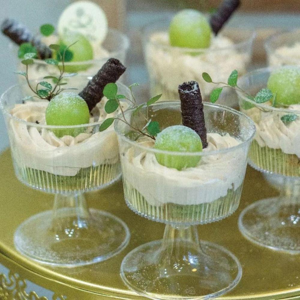 10pcs Plastic Mousse Cup Elegant Pudding Cup Food Container Disposable Dessert Cups  Christmas Party