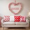 4 Pcs Valentine's Day Throw Pillow Covers 18x18 Inch Red Pink Heart Pillow Cases Soft Heart Shape Embroidery Cushion Covers for Valentine's Day Couch