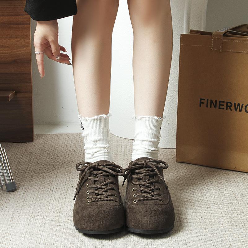 

[Zhike] Толстые туфли-хлебушки~ Уродливые милые на шнуровке на платформе повседневные кеды Forrest Gump женские туфли-маффины 40 темно-коричневого