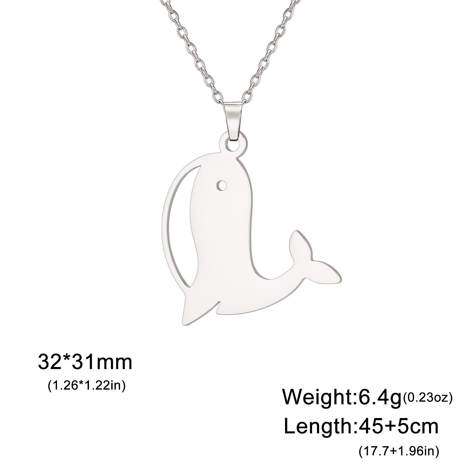Skyrim Stainless steel cute whale pendant necklace women s marine animal necklace animal couple birthday es jewelry 45-50cm