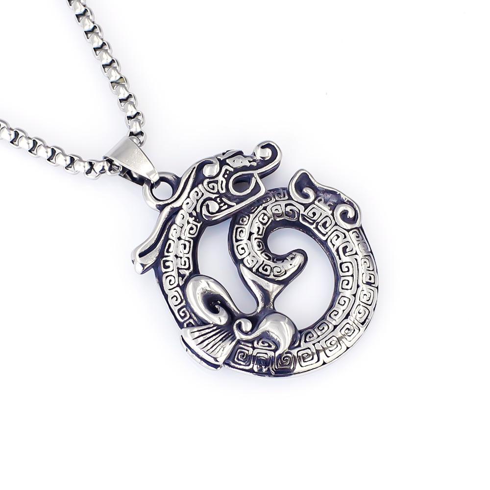 Necklace Retro Flying Dragon Moon Men's Fashion Pendant