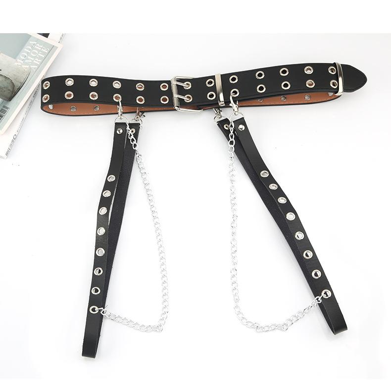 Harajuku Dark Girl Punk Goth Style Double Row Buttonhole Single Row Buttonhole Belt Decorative Jk Waist Chain Strap Cool
