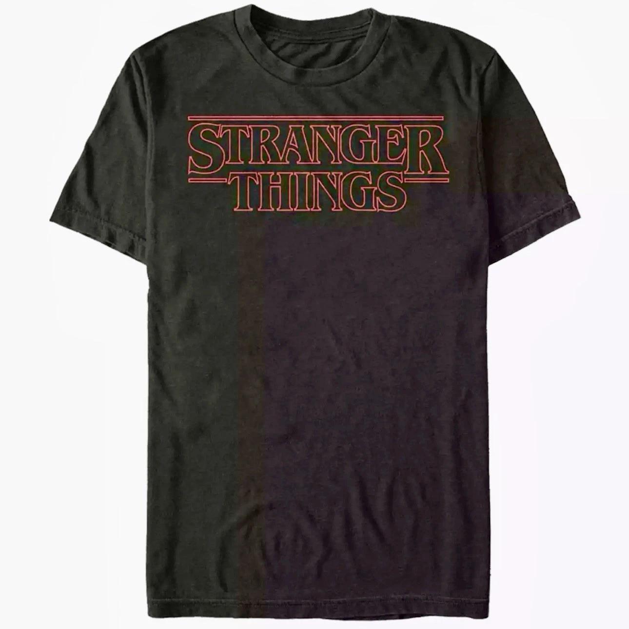 Stranger Things Men’s 4XL Black 100% Cotton T-shirt Mens Tees Top, Red Graphic, 50% Cotton/Poly Blend S