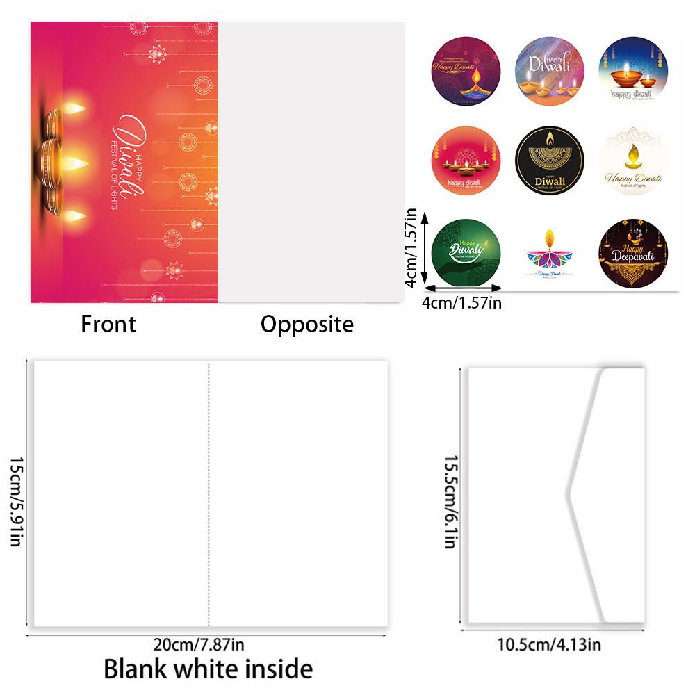 Diwali Celebration Greeting Card Bundle With Envelopes And Decorative Stickers For Festive Events