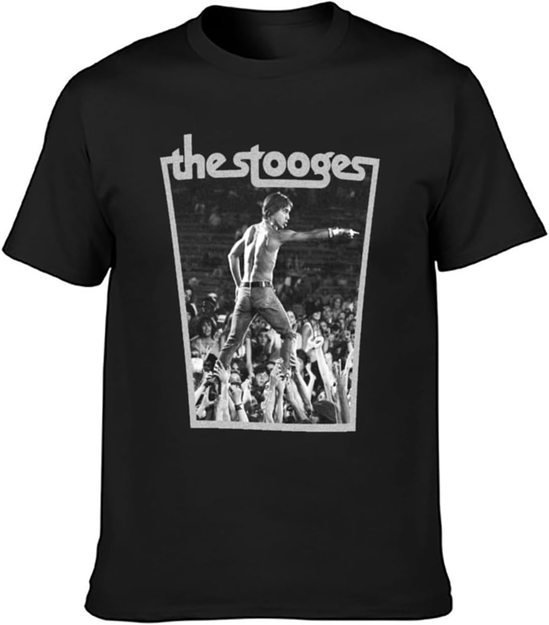 Men s Round Neck T Shirt Iggy Pop and The Stooges Live Punk Gig Hand wash Recommended Black XL чёрный
