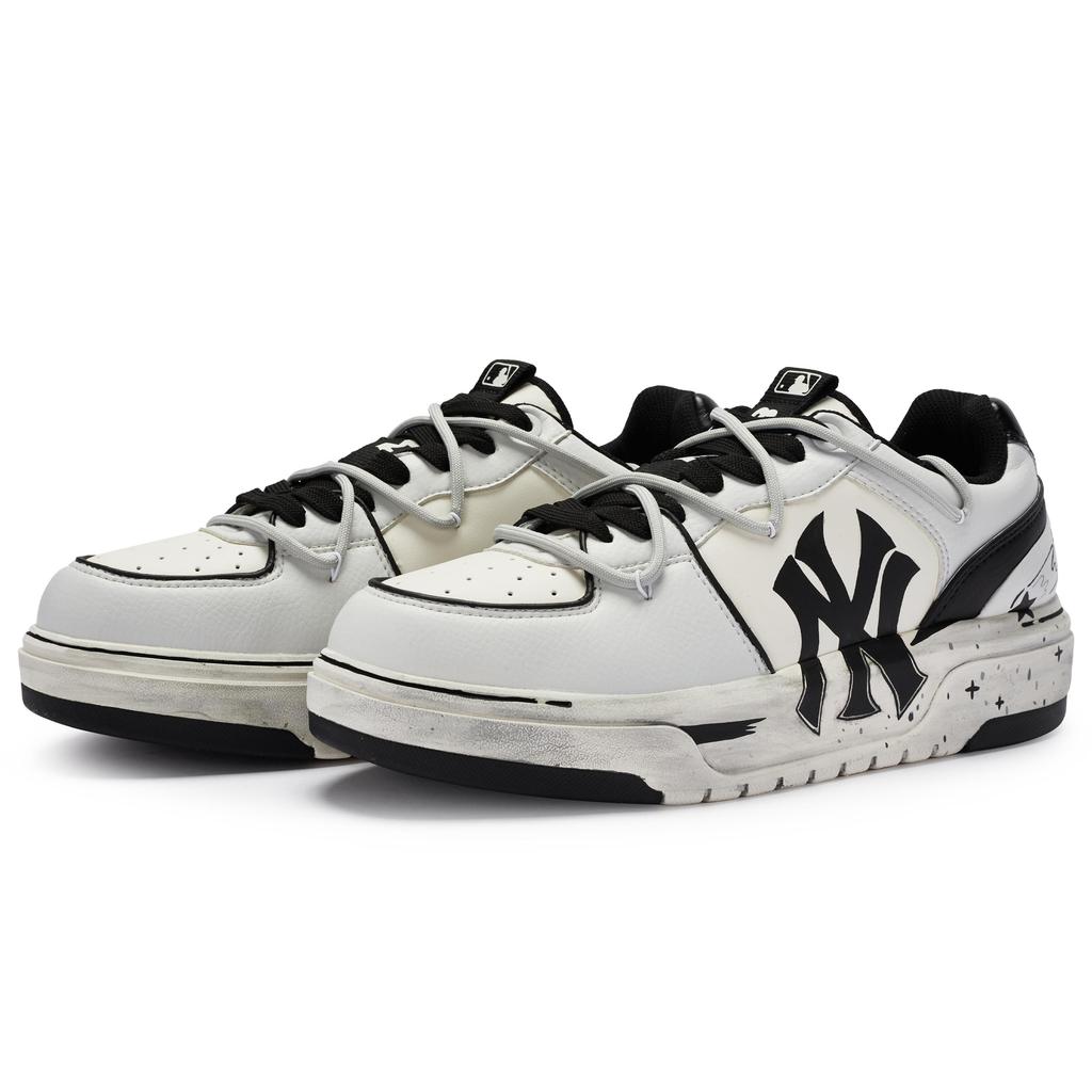 MLB Chunky Liner Abrasion Resistant Height Increasing Low Top Skateboard Shoes Unisex Black White Blue 3ASXCA12N-50WHS(Team80-)