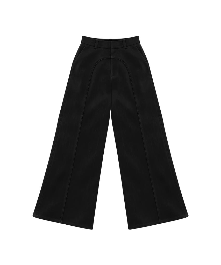 Teulimingbeodeu Suede Piping Classic Set-Up Pants [ Black ]