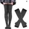 Y2K Women Girls Over Knee Long Stripe Printed Thigh High Cotton Socks Arm Sleeve Gloves 1 Set Overknee Socks Long Gloves 2024