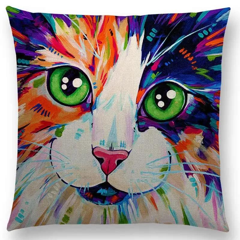 Oil Painting Animals ELK Cushion Cover Deer Lion Dogs Fox Bird Horse Sofa Throw Pillow Case