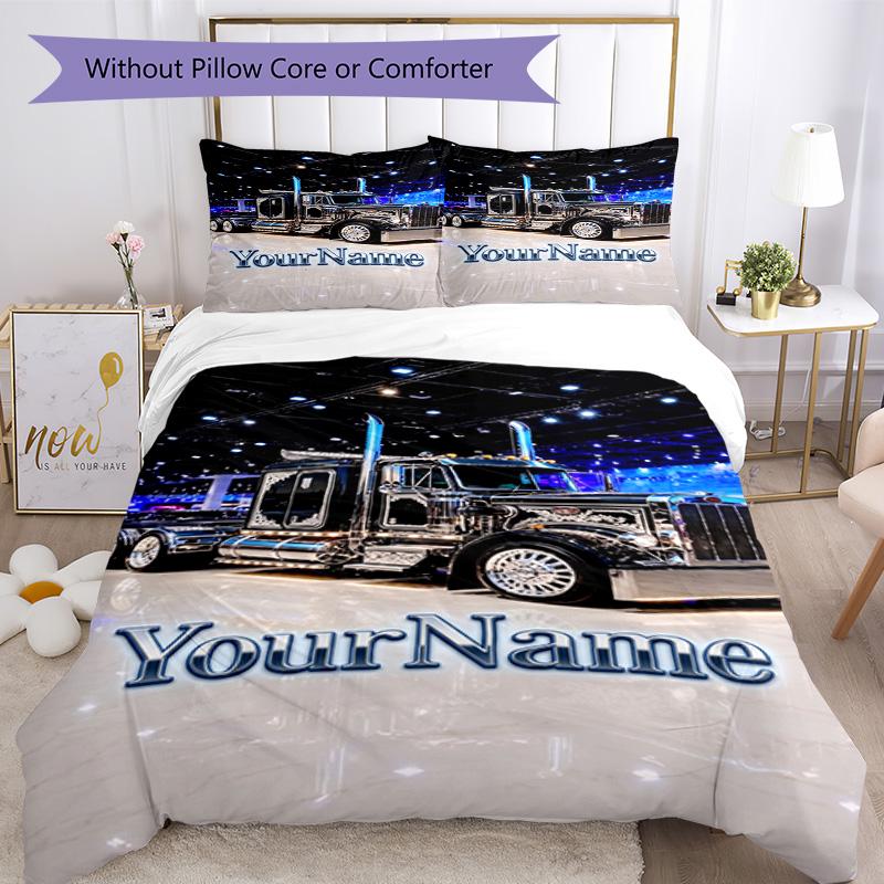 Kw Camions Lourds Personnalisez votre nom Ensemble de Literie Housse de Couette Respirante avec Taies d'Oreiller Décoration de la Maison Cadeau d'Anniversaire