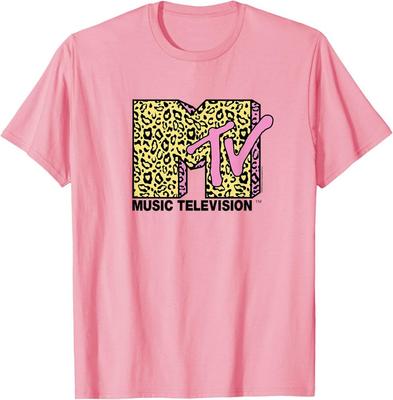 MTV Logo Gepardenmuster mit pinkfarbenen Akzenten Retro TV T-Shirt