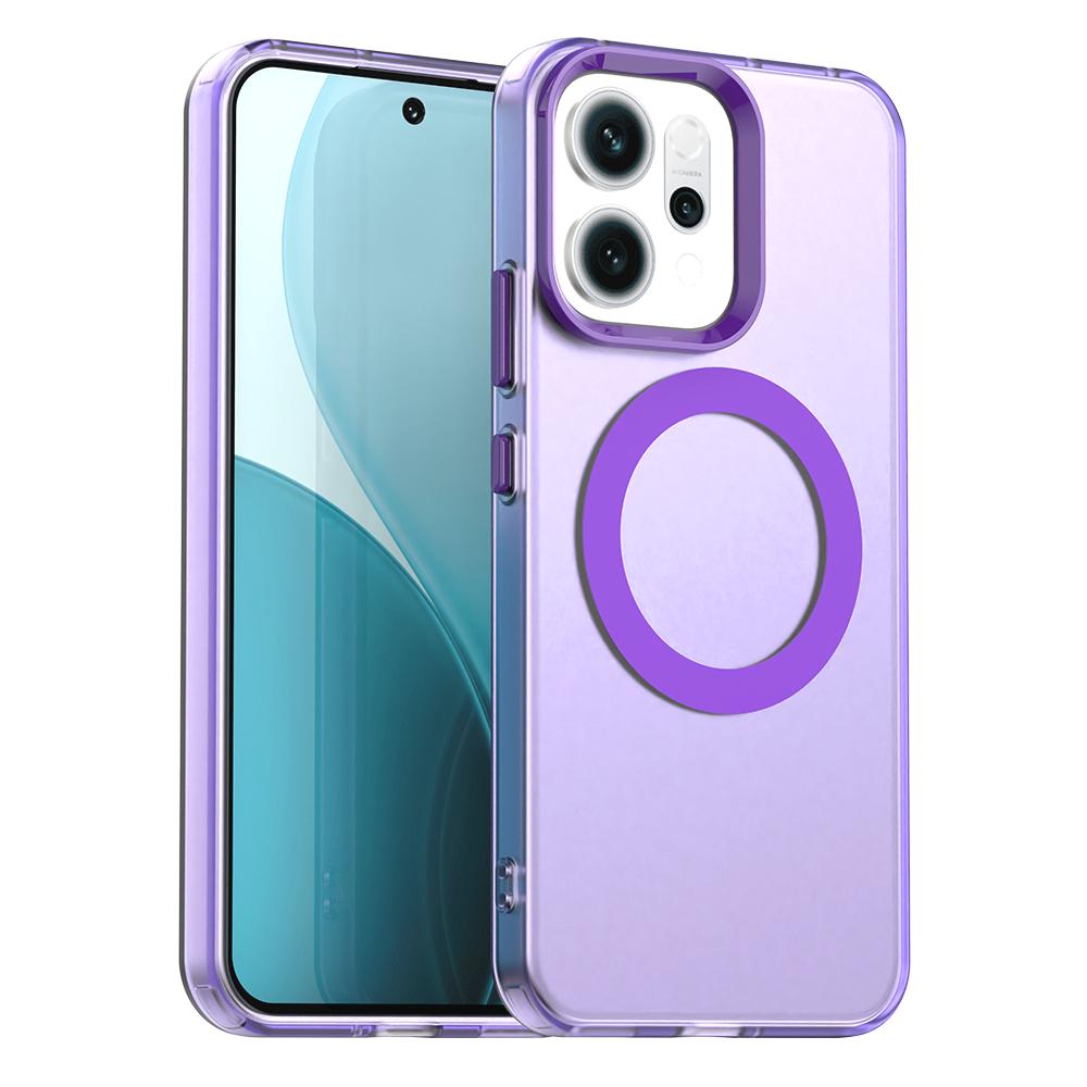 

Magnetic Wireless Charging Case For OPPO Reno 14F 14 Pro Reno14 F 5G Cover Candy Colors Transparent Back Shell Fundas Coque Oppo Reno14 F 5G фиолетовый