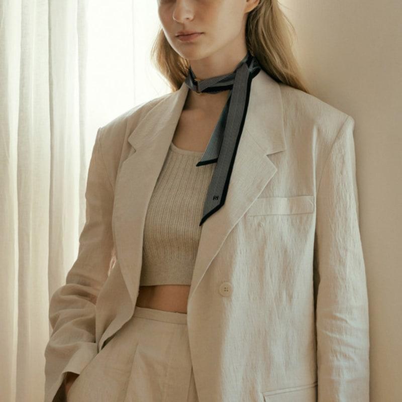 Saint Luxure Thin Twilly Jenna Stripe Square Ring Set