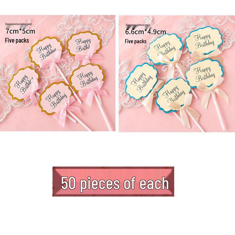 Writable Birthday Cake Decoration Bow with Blessings Card