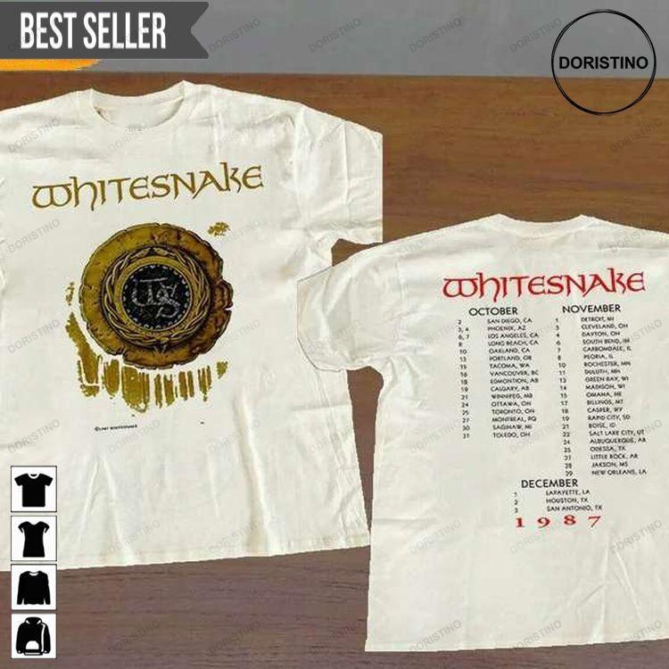 2 Sides Whitesnake Tour Concert Vintage 1987 Unisex S-5XL Shirt HD416 Unisex T-Shirt