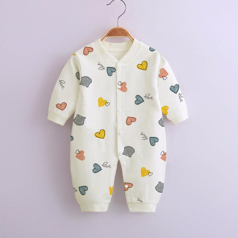 Baby Long Sleeve Romper - Spring/Autumn, Printed Combed Cotton Pajamas for Newborns, Infant Wear