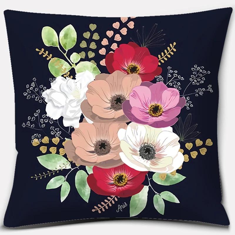 Beautiful Flower Pattern Pillowcase Square Car Sofa Cushion Pillowcase