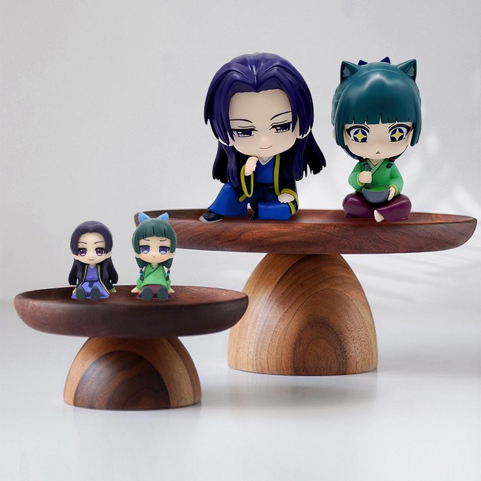 4 Piezas Q-Mini Las Crónicas del Boticario Maomao Jinshi Mini Figura Periféricos de Anime Kawaii Juguetes Sentados Adornos de Escritorio Coche Modelo Regalo