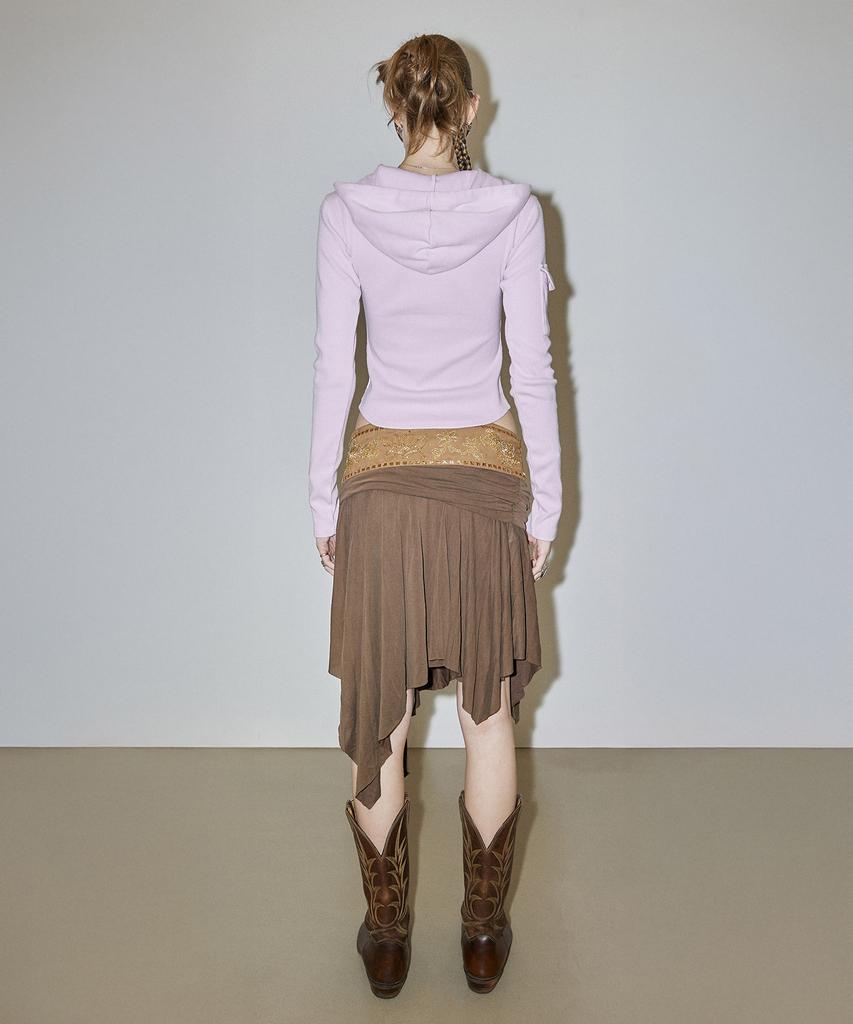 Sculpter Beaded Jersey Skirt Brown