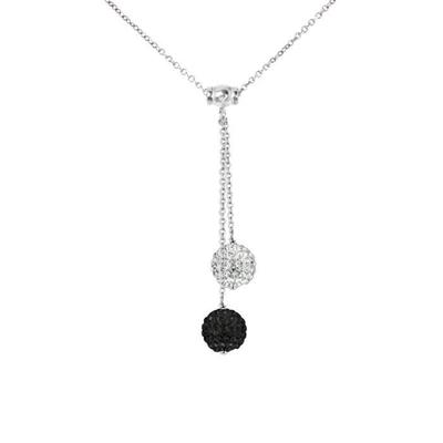 You and Me Necklace - LOVA LOLA VAN DER KEEN - 925 Sterling Silver - Black and White Crystals - 42 Cm