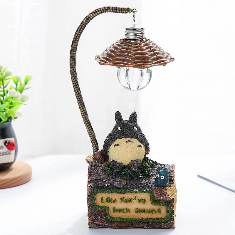 Forest Elf Cat Night Light Ornament - Japanese Resin Craft for Bedroom Decor, Perfect Student Birthday Gift