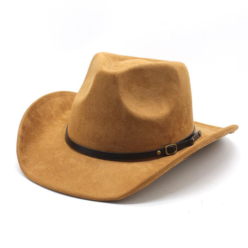 New Western Cowboy Hat European And American Fashion Jazz Top Hat Men And Women'S Ethnic Style Autumn And Winter Felt Hat Big Eaves Hat