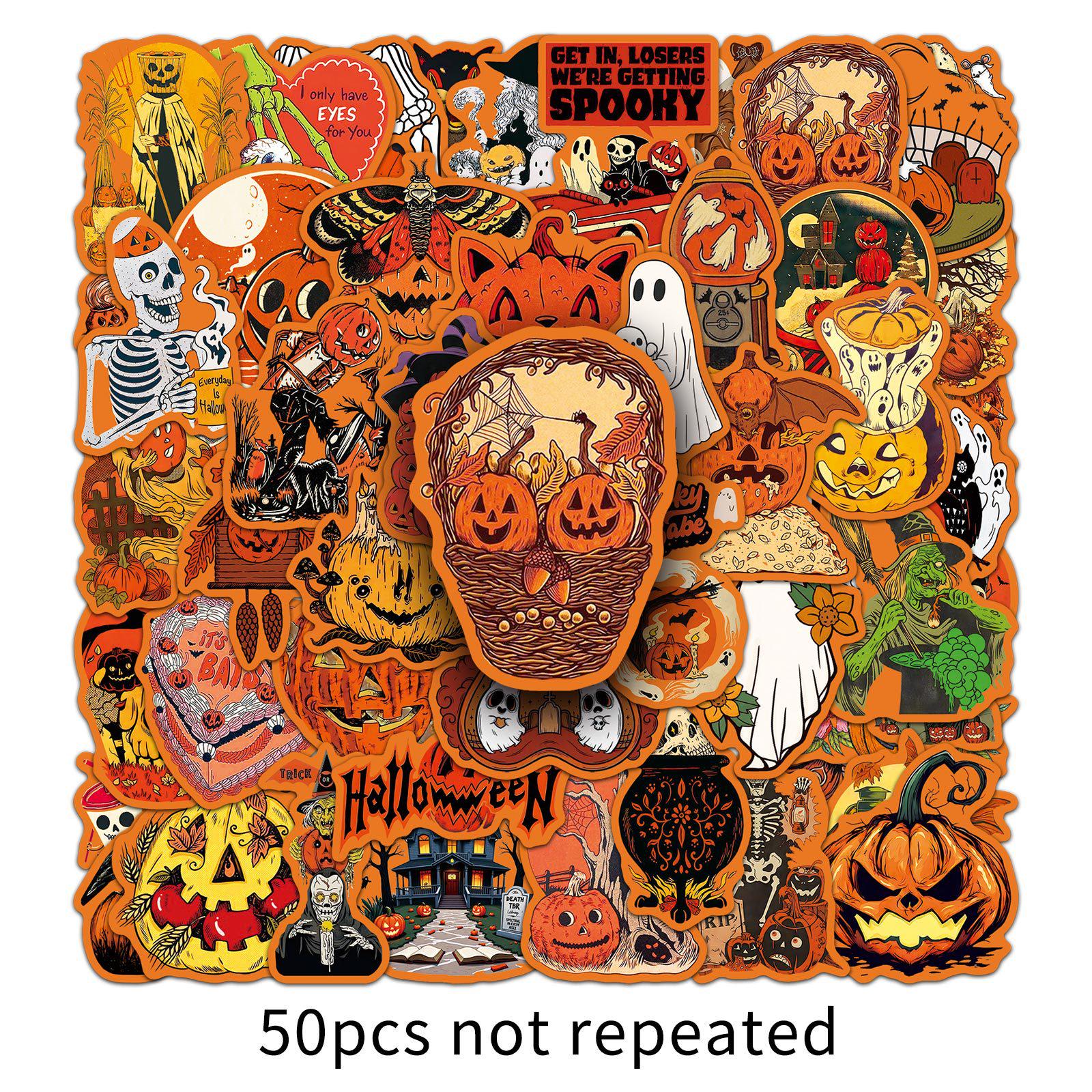 50 Halloween Retro Stickers for Decorating Phones and Suitcases