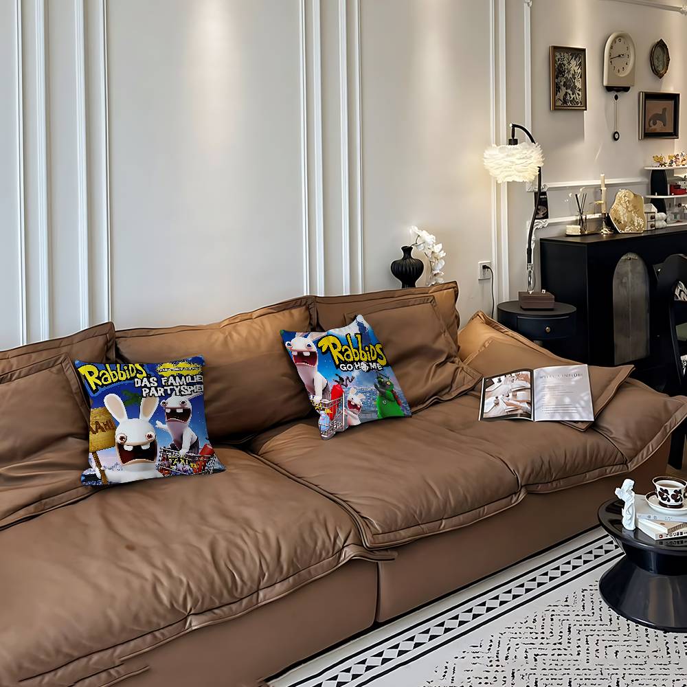 NIEDLICH Cartoon I-Invasion Rabbids Kissen Geschenk Heim Büro Dekoration Kissen Schlafzimmer Sofa Auto Kissenbezug Kissenbezug