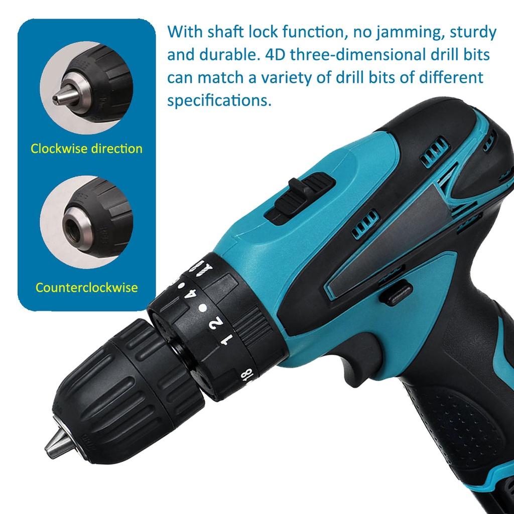 DC 12V Brushless 1/4 Inches Electric Screwdriver +Electric Drill Rechargeable Lithium Battery Power Tools with Box