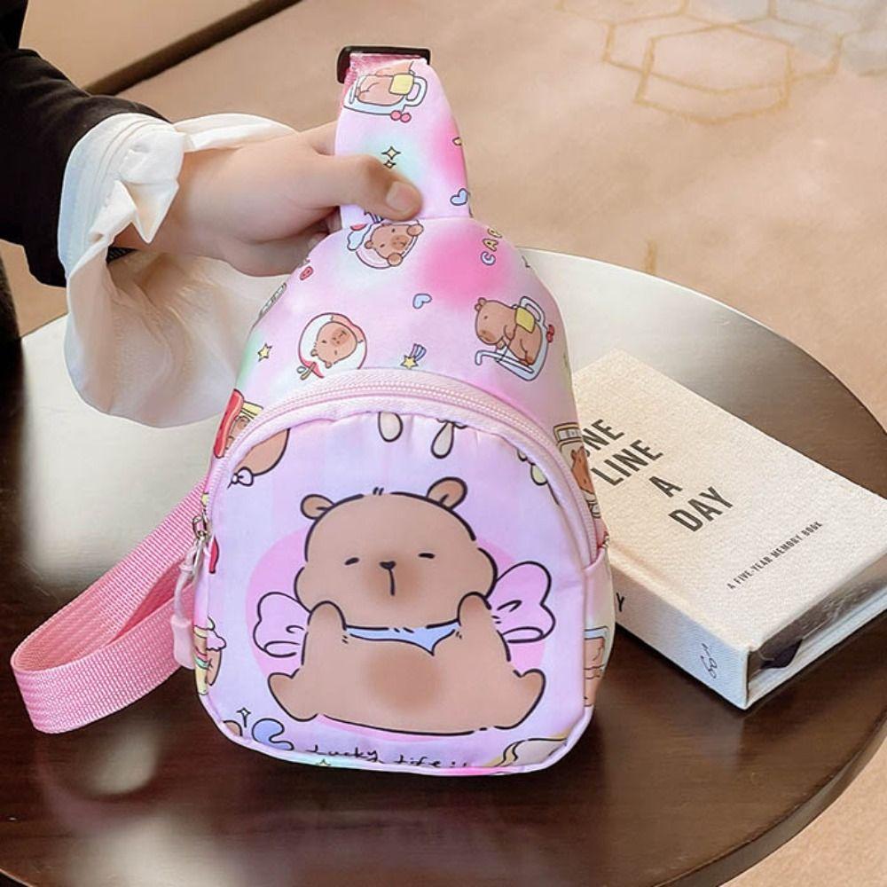 Large Capcity Capybara Chest Bag Portable Kids Crossbody Bag Cartoon Cartoon Shoulder Bag  Children