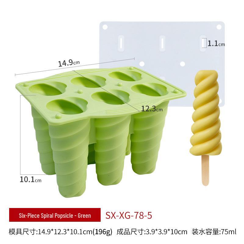 Sanxin 6-Spiral Silicone Mold for Homemade Ice Cream Popsicles