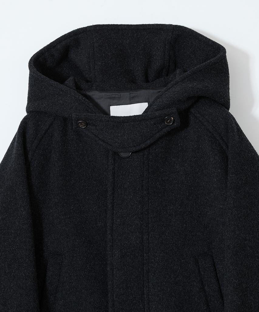HORLISUN Longgrove Wool Hood Half Coat Melange Black