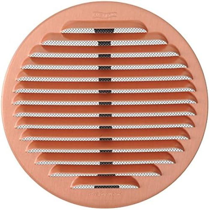 Grille de ventilation ronde en aluminium cuivré l 175 - la ventilazione - ressorts - passage d'air 105 cm2