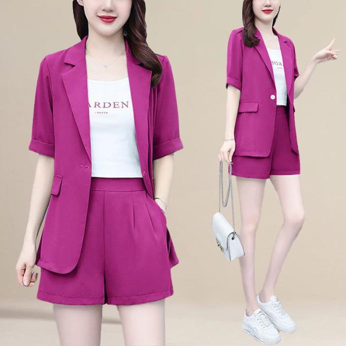 2024 Summer Korean Style Women's Blazer & Shorts Set - Thin, Casual, Elegant Two-Piece