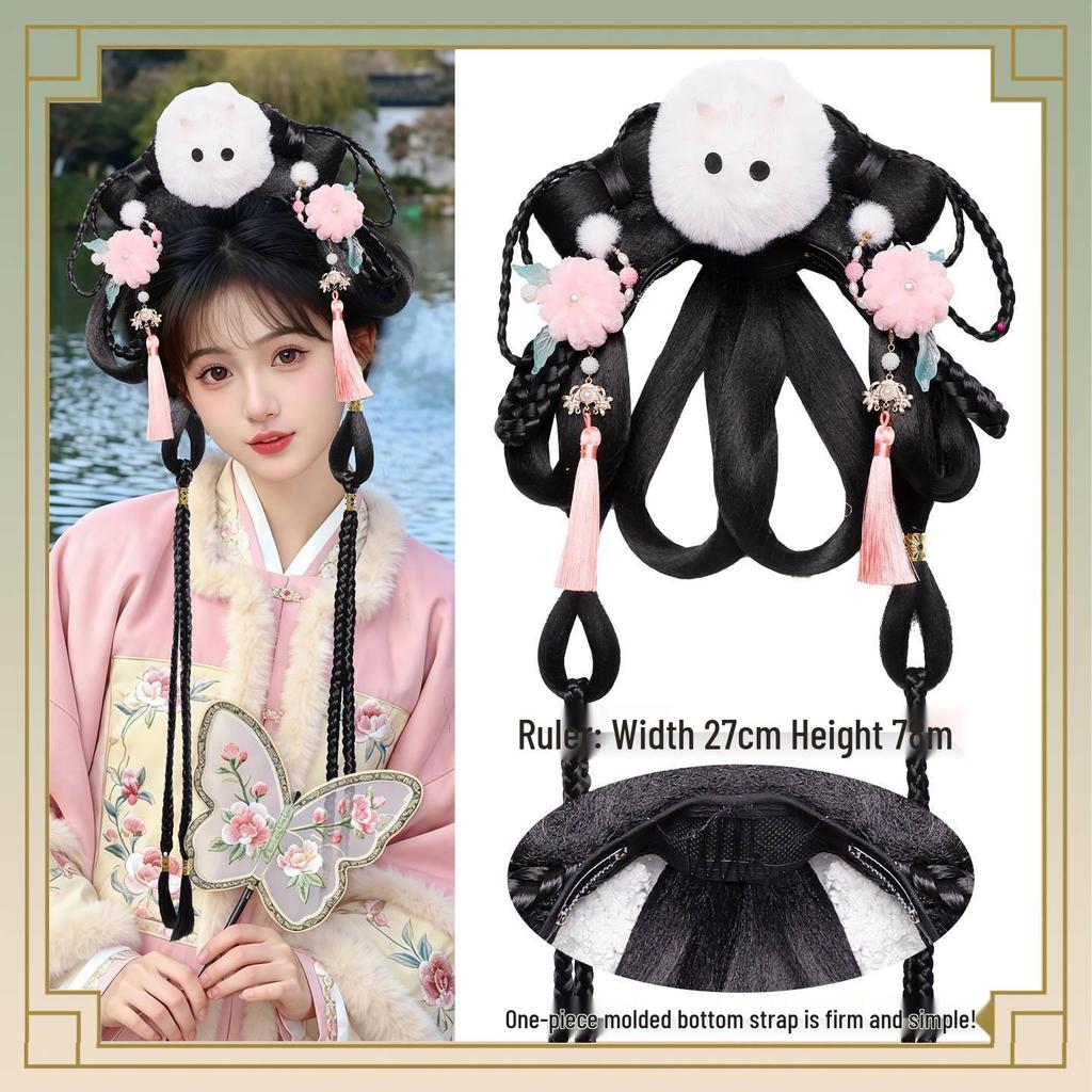 Traje Hanfu de Estilo Antiguo con Maquillaje Elegante y Frescos Accesorios Florales para el Cabello