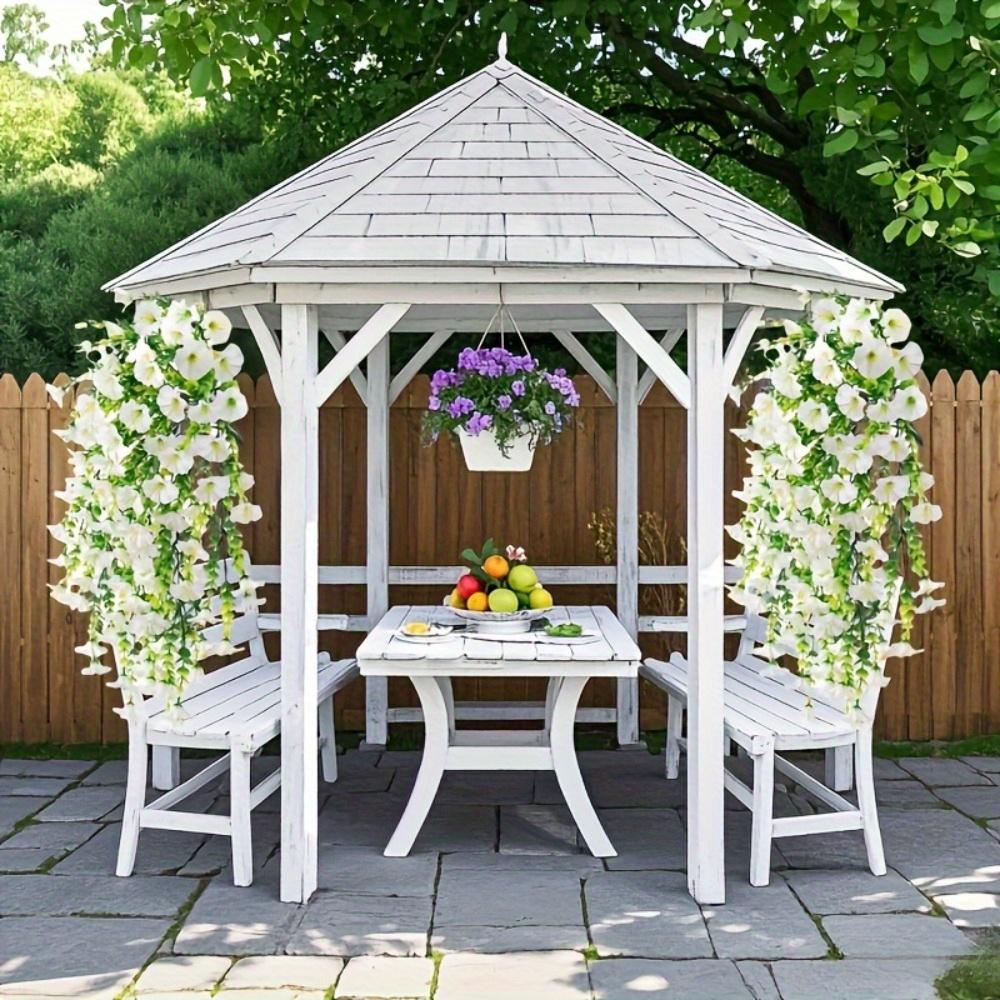 3 Artificial White Trumpet Flowers | Lifelike Hanging Flowers for Outdoor Faux Floral Arrangements | Suitable for Garden Decorations