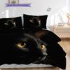 Black Cat Pattern Bedding Quilt Set Quilt Cover Pillowcase Home Decoration Birthday Gift (1 * Duvet Cover + 2 * Pillowcase, Without Core)