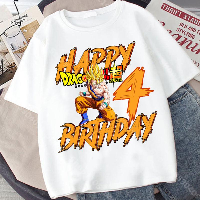 T-shirt a maniche corte per bambino Dragon Ball Stampa Numero Compleanno Cotone Pullover Ragazzi Estate Casual Girocollo Top Regalo di Compleanno per Bambini