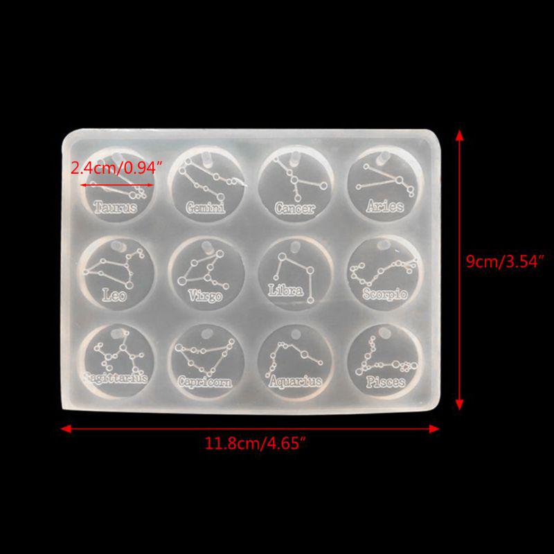 12 Zodiac Constellation Resin Molds, Round Zodiac Sign Epoxy Resin Molds for Jewelry Making DIY Craft Earrings Pendant Making