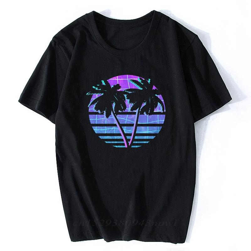 

Vaporwave Пальмы Винтажный Ретро Стиль Футболки Стритвир Короткий Рукав Летние Мужские Эстетичная Одежда Camisetas Hombre S